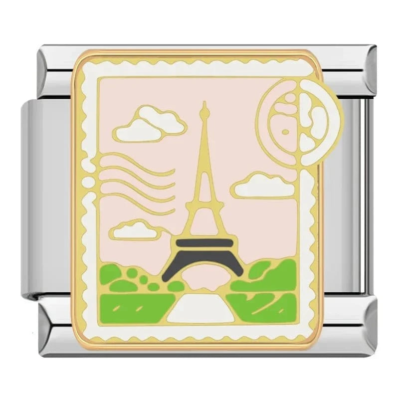 Eiffel Tower Italian charm link, 9mm stainless steel module