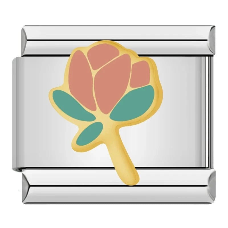 Elegant Rose Blossom - Cacilia Sauer - Italian Charm Bracelet - custom jewelry - vintage jewelry - charms and pendants