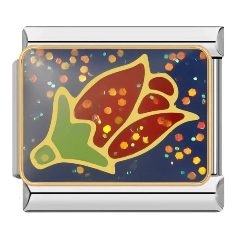 Ember Bloom Flower - Cacilia Sauer - Italian Charm Bracelet - custom jewelry - vintage jewelry - charms and pendants