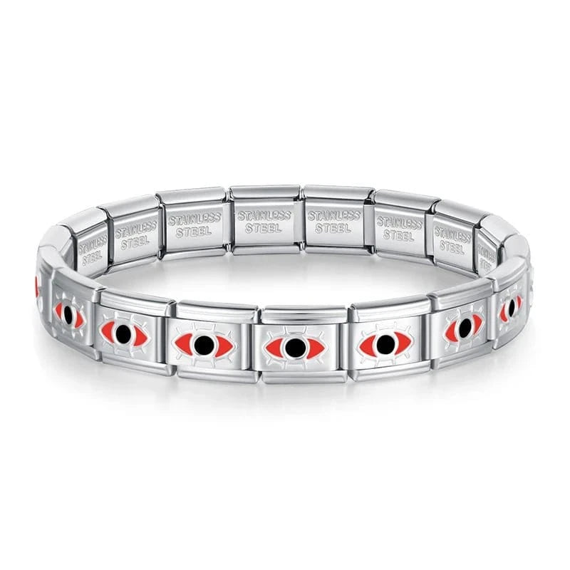 Evil Eye Guardian in Red Bracelet - Cacilia Sauer - Italian Charm Bracelet - custom jewelry - vintage jewelry - charms and pendants