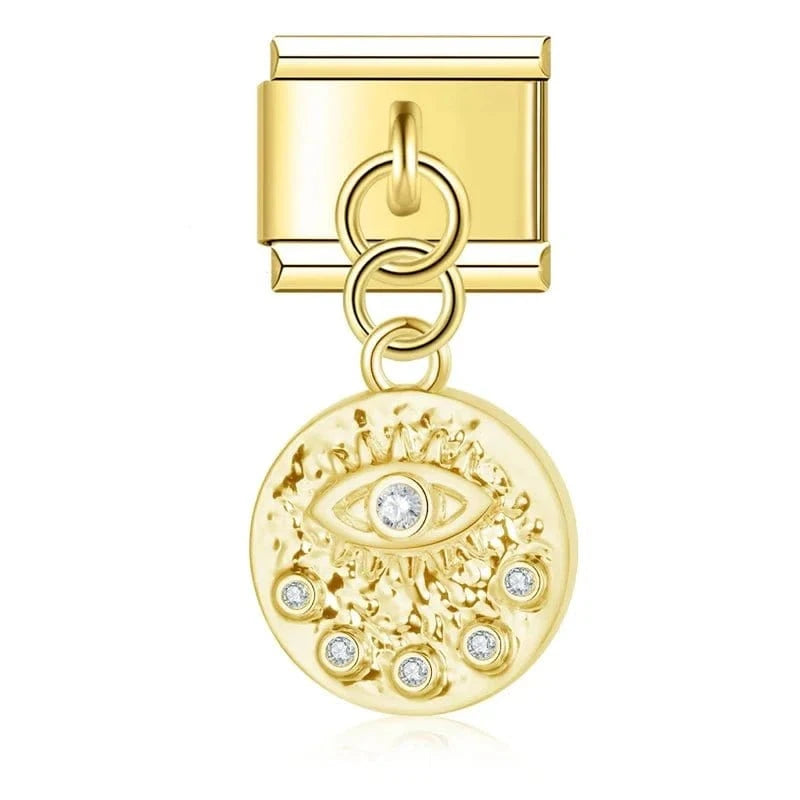 Evil Eye Protection Italian charm link, 9mm stainless steel module