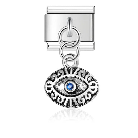 Evil Eye Zipper - Cacilia Sauer - Italian Charm Bracelet - custom jewelry - vintage jewelry - charms and pendants
