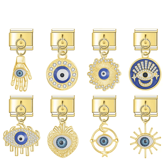 Evil Eyes Collection - Cacilia Sauer - Italian Charm Bracelet - custom jewelry - vintage jewelry - charms and pendants