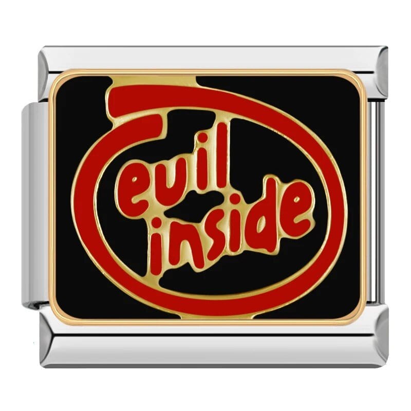 Evil Inside - Cacilia Sauer - Italian Charm Bracelet - custom jewelry - vintage jewelry - charms and pendants