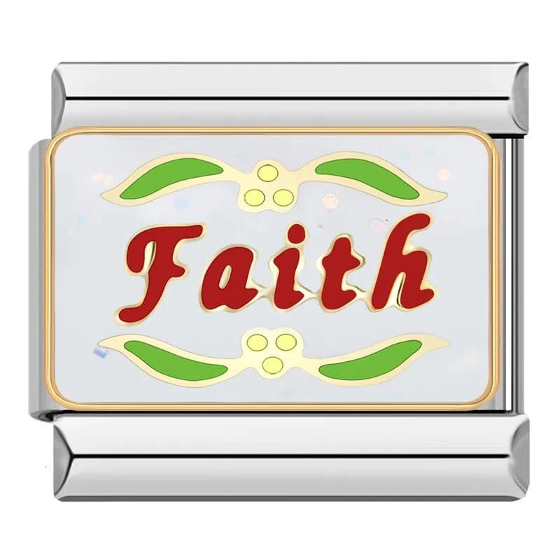 Faith - Cacilia Sauer - Italian Charm Bracelet - custom jewelry - vintage jewelry - charms and pendants