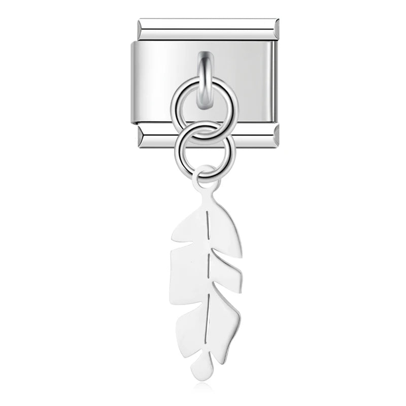Feather - Cacilia Sauer - Italian Charm Bracelet - custom jewelry - vintage jewelry - charms and pendants