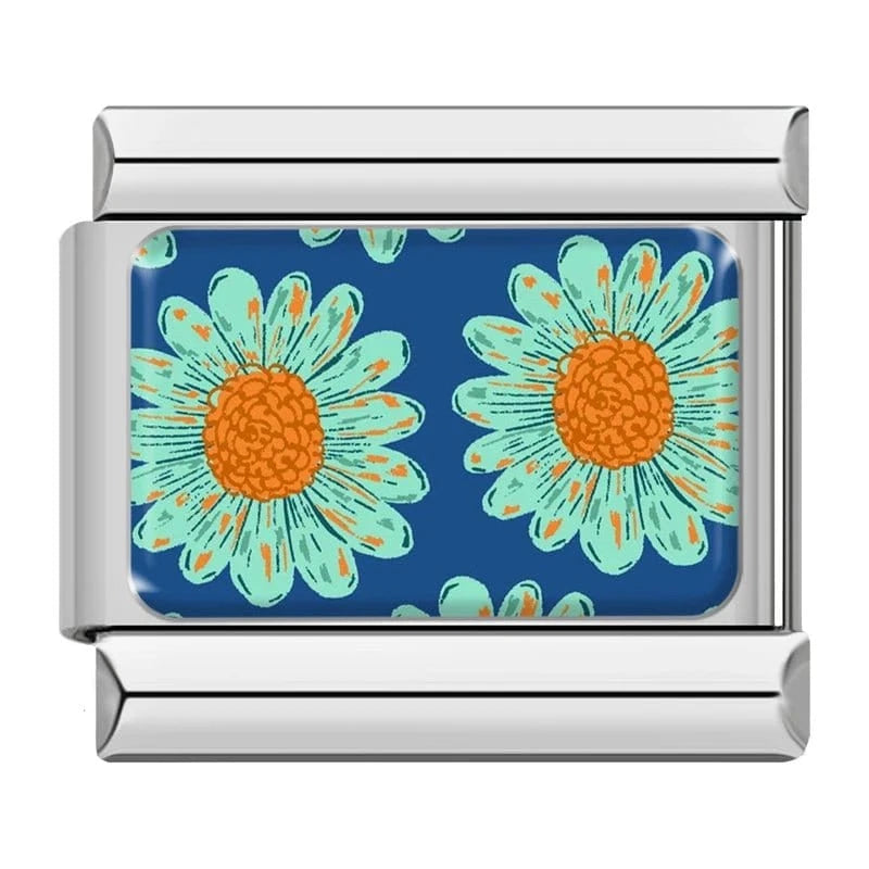Teal Flower Print