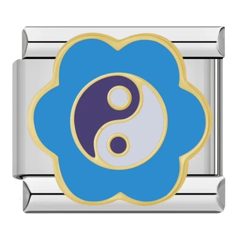 Floral Yin Yang - Cacilia Sauer - Italian Charm Bracelet - custom jewelry - vintage jewelry - charms and pendants