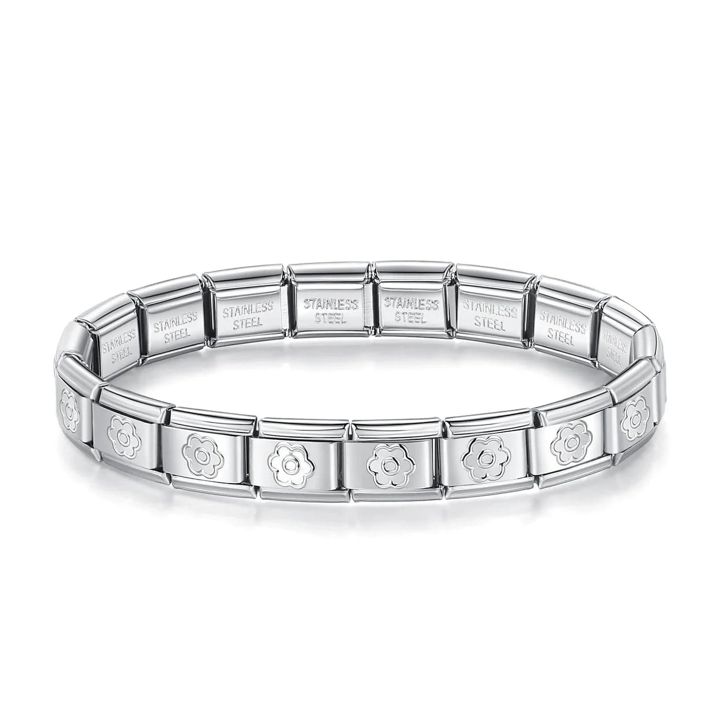 Flower Engraving Bracelet - Cacilia Sauer - Italian Charm Bracelet - custom jewelry - vintage jewelry - charms and pendants