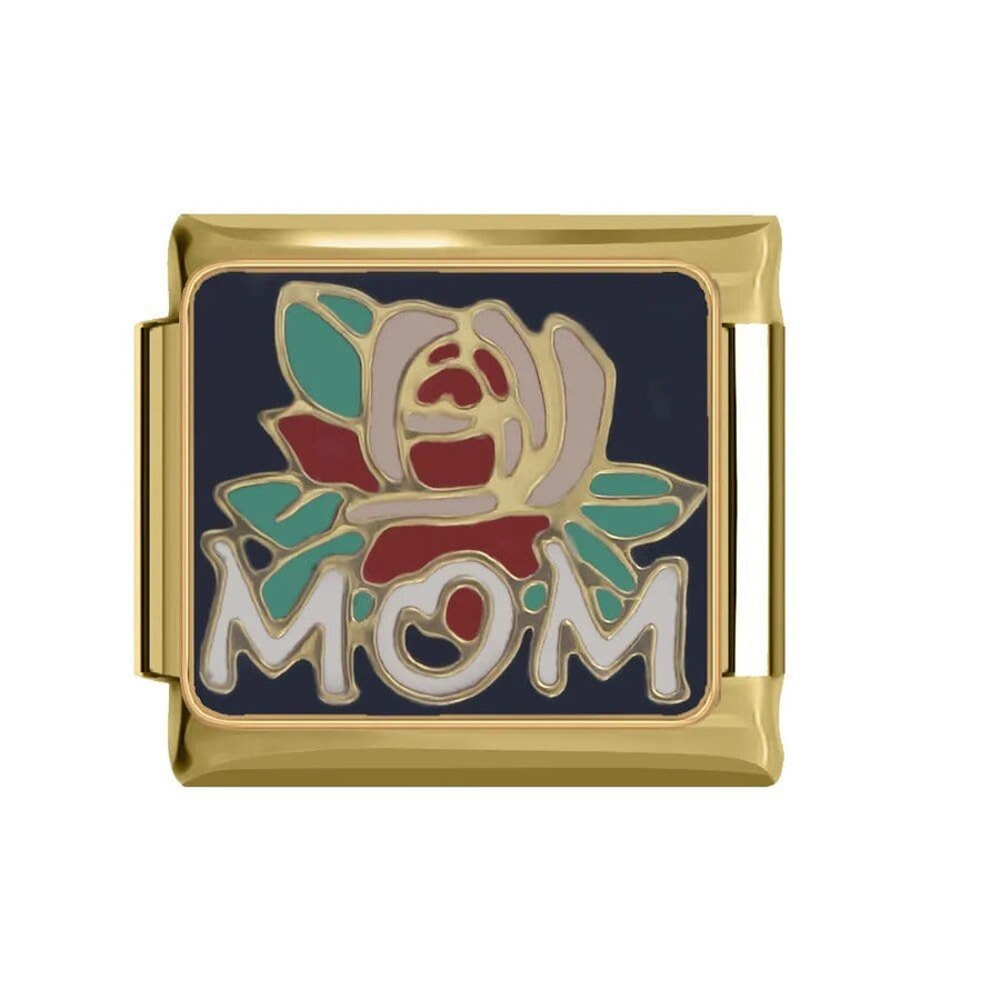 Flower Mom Italian charm link, 9mm stainless steel module