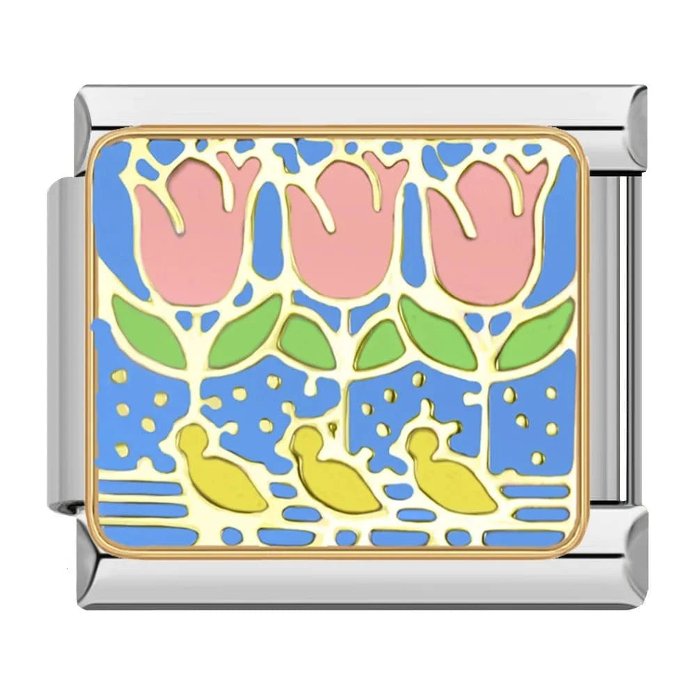 Flowers - Cacilia Sauer - Italian Charm Bracelet - custom jewelry - vintage jewelry - charms and pendants