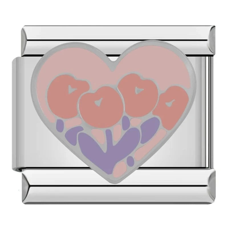 Flowers Heart - Cacilia Sauer - Italian Charm Bracelet - custom jewelry - vintage jewelry - charms and pendants