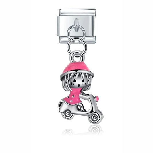 Girl On Vespa - Cacilia Sauer - Italian Charm Bracelet - custom jewelry - vintage jewelry - charms and pendants