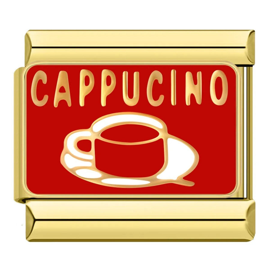 gold-tone Gold Cappuccino Italian charm link, 9mm stainless steel module