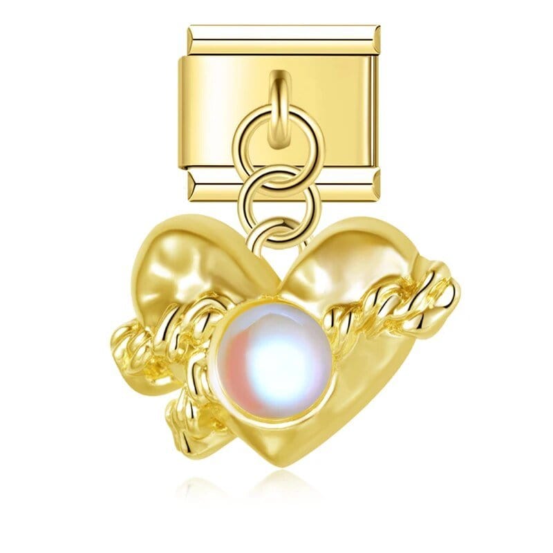 Gold Crystal Heart - Cacilia Sauer - Italian Charm Bracelet - custom jewelry - vintage jewelry - charms and pendants