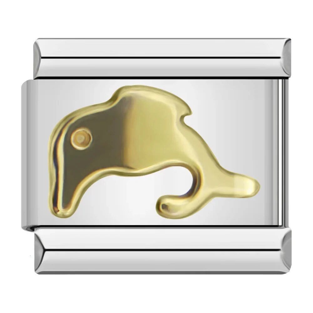 Gold Dolphins - Cacilia Sauer - Italian Charm Bracelet - custom jewelry - vintage jewelry - charms and pendants