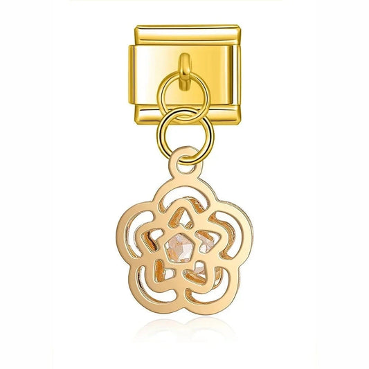 Gold Floral - Cacilia Sauer - Italian Charm Bracelet - custom jewelry - vintage jewelry - charms and pendants