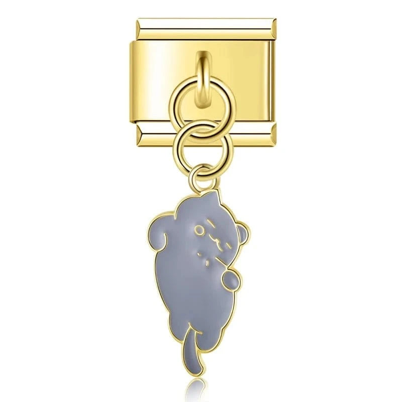 Gold Hanging Cats - Cacilia Sauer - Italian Charm Bracelet - custom jewelry - vintage jewelry - charms and pendants