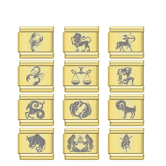 Golden Astral Signs - Cacilia Sauer - Italian Charm Bracelet - custom jewelry - vintage jewelry - charms and pendants