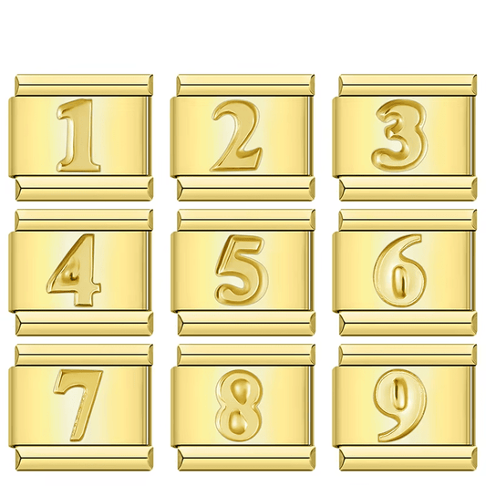 Golden Numbers - Cacilia Sauer - Italian Charm Bracelet - custom jewelry - vintage jewelry - charms and pendants