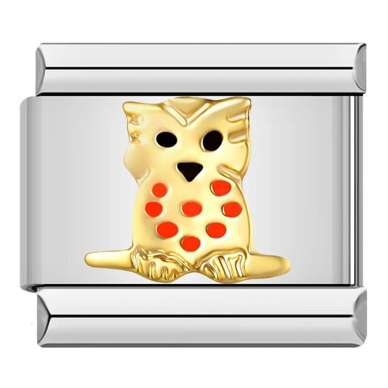 Golden Owl - Cacilia Sauer - Italian Charm Bracelet - custom jewelry - vintage jewelry - charms and pendants