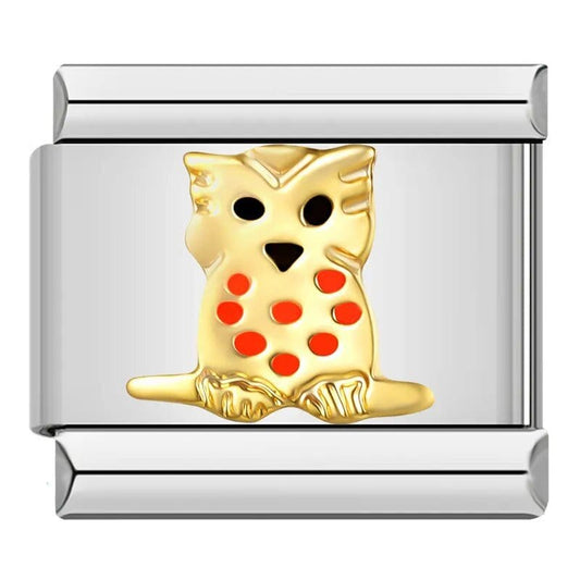 Golden Owl - Cacilia Sauer - Italian Charm Bracelet - custom jewelry - vintage jewelry - charms and pendants