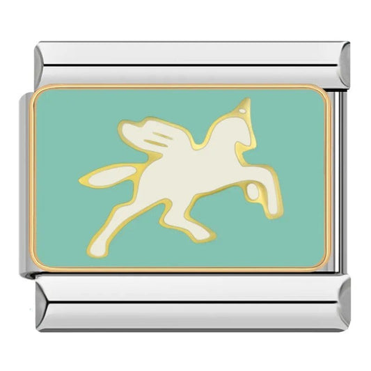 Green Angel Horse - Cacilia Sauer - Italian Charm Bracelet - custom jewelry - vintage jewelry - charms and pendants