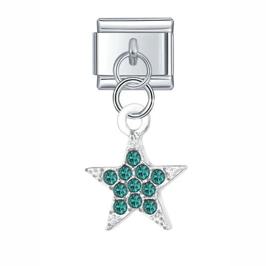 Green Diamond Star - Cacilia Sauer - Italian Charm Bracelet - custom jewelry - vintage jewelry - charms and pendants