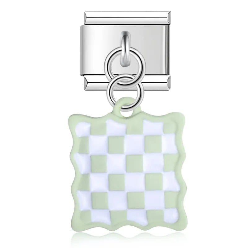 Green Domino - Cacilia Sauer - Italian Charm Bracelet - custom jewelry - vintage jewelry - charms and pendants