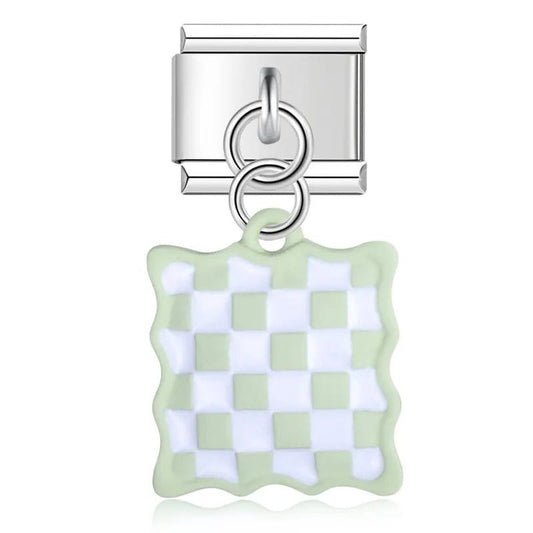 Green Domino - Cacilia Sauer - Italian Charm Bracelet - custom jewelry - vintage jewelry - charms and pendants