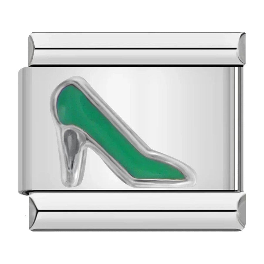 Green Heel Italian charm link, 9mm stainless steel module