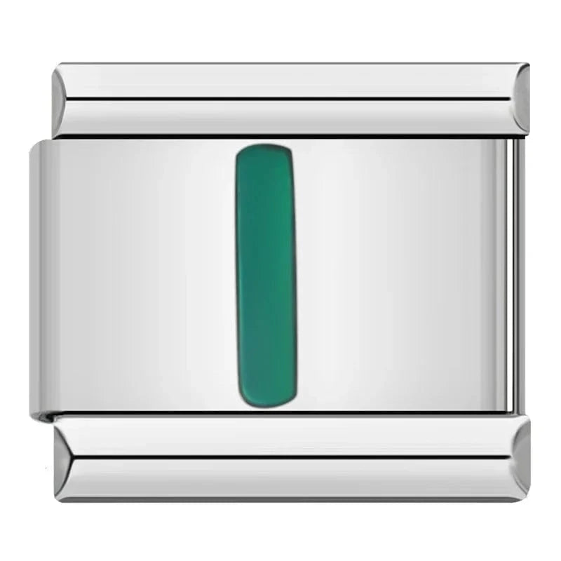 Green Letters - Cacilia Sauer - Italian Charm Bracelet - custom jewelry - vintage jewelry - charms and pendants