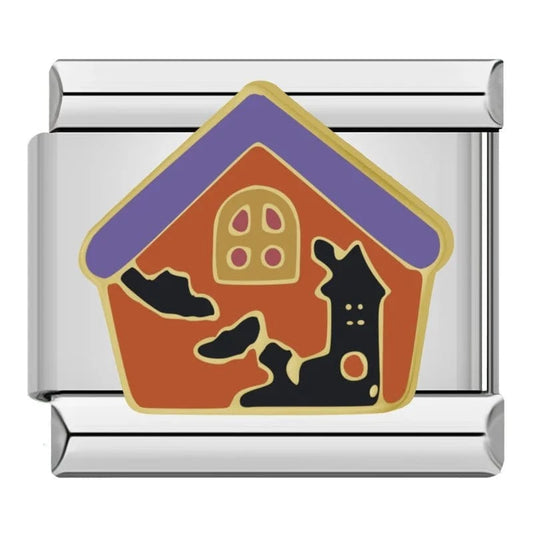 Halloween Wizard House - Cacilia Sauer - Italian Charm Bracelet - custom jewelry - vintage jewelry - charms and pendants