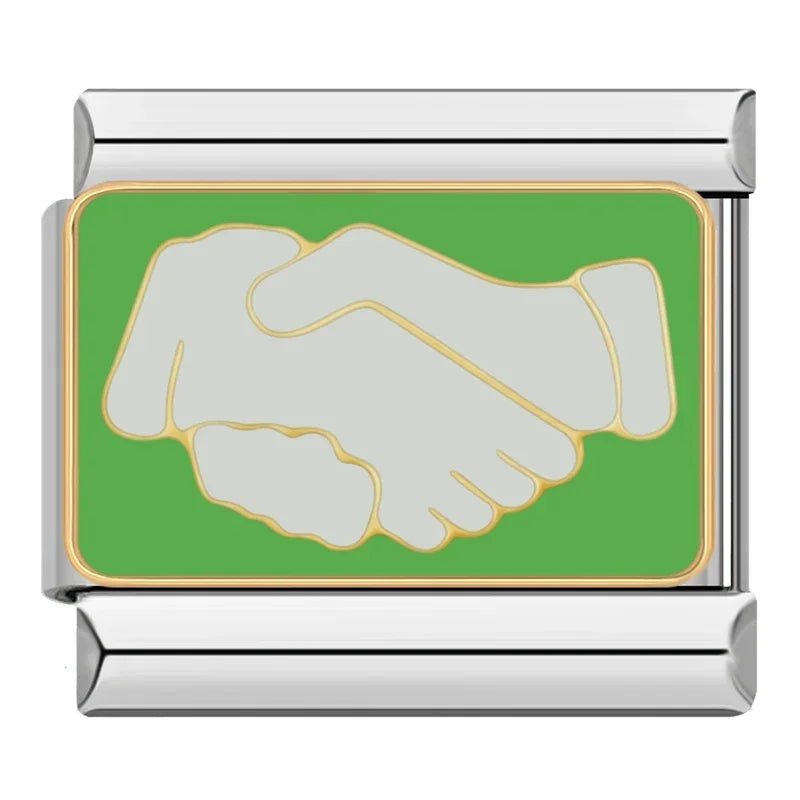 Hand Shake - Cacilia Sauer - Italian Charm Bracelet - custom jewelry - vintage jewelry - charms and pendants