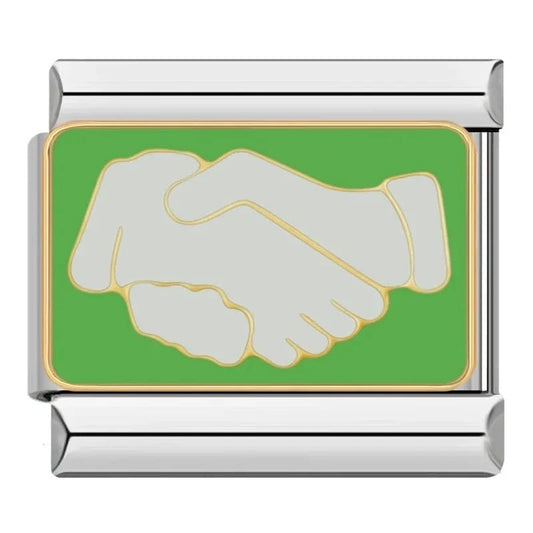 Hand Shake - Cacilia Sauer - Italian Charm Bracelet - custom jewelry - vintage jewelry - charms and pendants