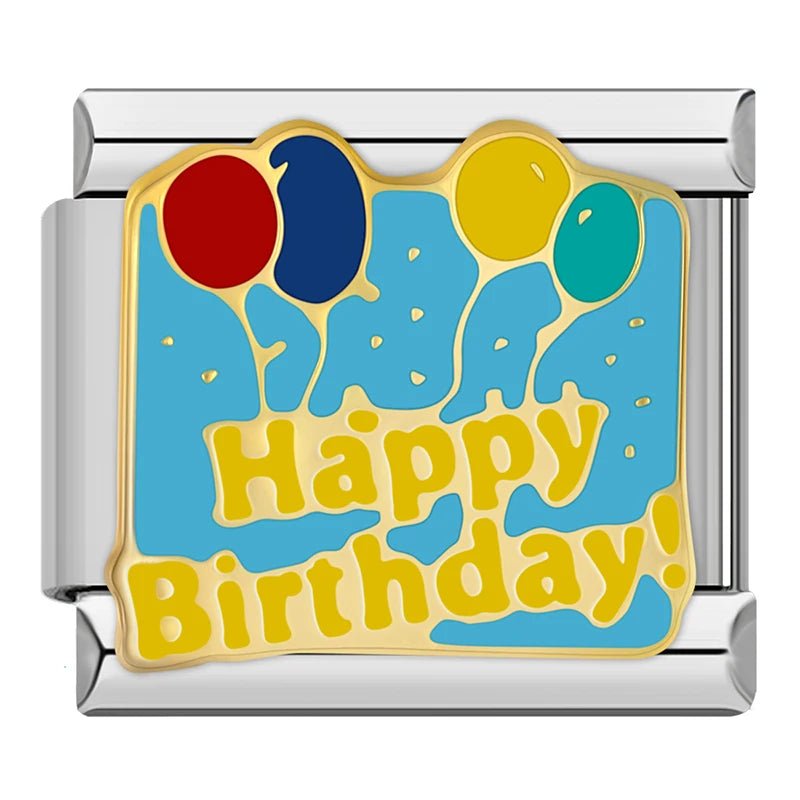Happy Birthday - Cacilia Sauer - Italian Charm Bracelet - custom jewelry - vintage jewelry - charms and pendants