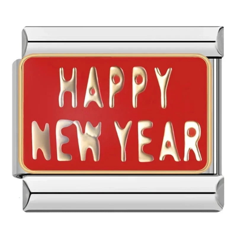 Happy New Year - Cacilia Sauer - Italian Charm Bracelet - custom jewelry - vintage jewelry - charms and pendants