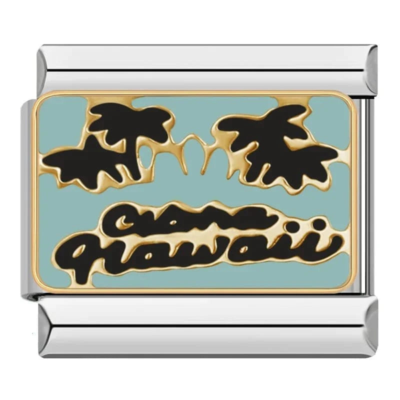 Hawaii Italian charm link, 9mm stainless steel module