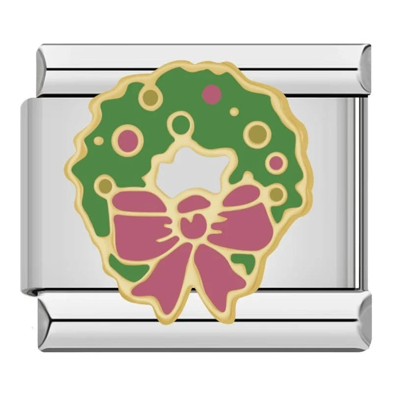 Holiday Wreath - Cacilia Sauer - Italian Charm Bracelet - custom jewelry - vintage jewelry - charms and pendants