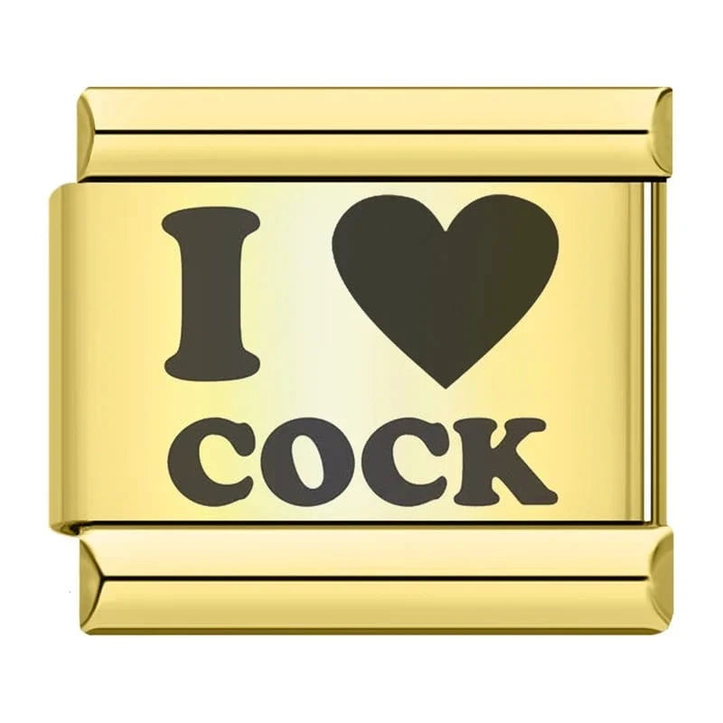 I Love Cock Italian charm link, 9mm stainless steel module