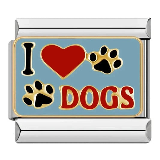 I Love Dog - Cacilia Sauer - Italian Charm Bracelet - custom jewelry - vintage jewelry - charms and pendants