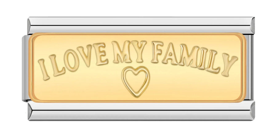 I Love My Family Italian charm link, 9mm stainless steel module