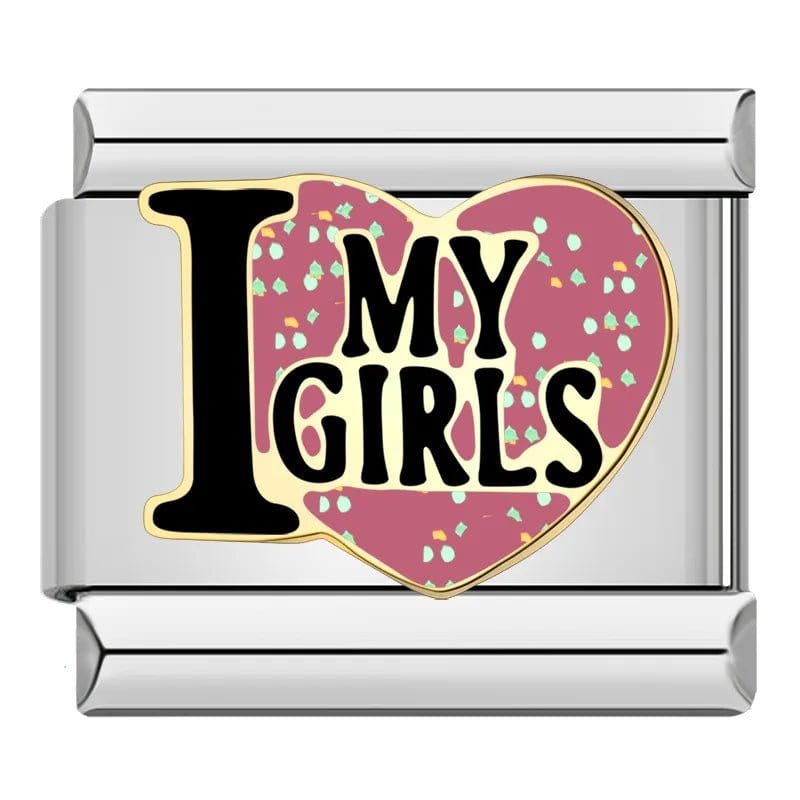 I Love My Girls - Cacilia Sauer - Italian Charm Bracelet - custom jewelry - vintage jewelry - charms and pendants