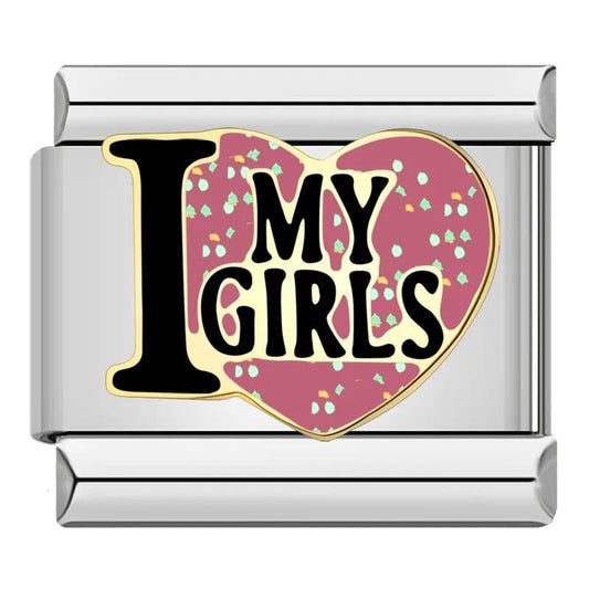 I Love My Girls - Cacilia Sauer - Italian Charm Bracelet - custom jewelry - vintage jewelry - charms and pendants