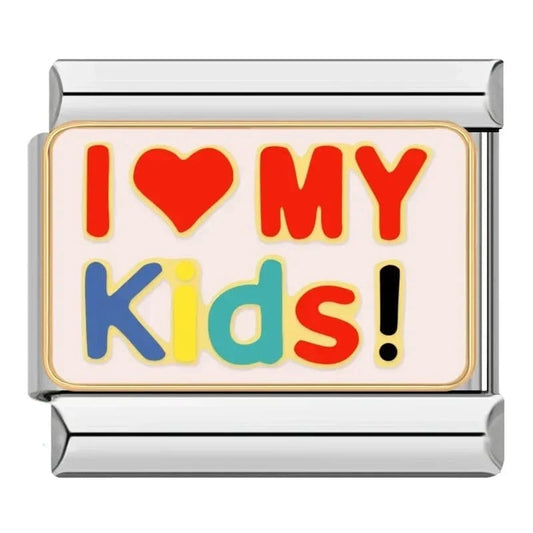 I Love My Kids - Cacilia Sauer - Italian Charm Bracelet - custom jewelry - vintage jewelry - charms and pendants
