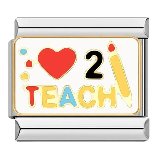 I love Teaching - Cacilia Sauer - Italian Charm Bracelet - custom jewelry - vintage jewelry - charms and pendants