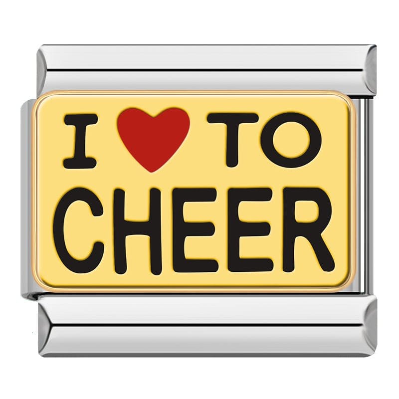 I Love To Cheer Italian charm link, 9mm stainless steel module