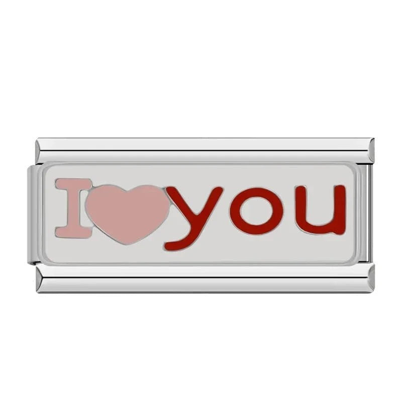 I Heart You Italian charm link — 9mm stainless steel module