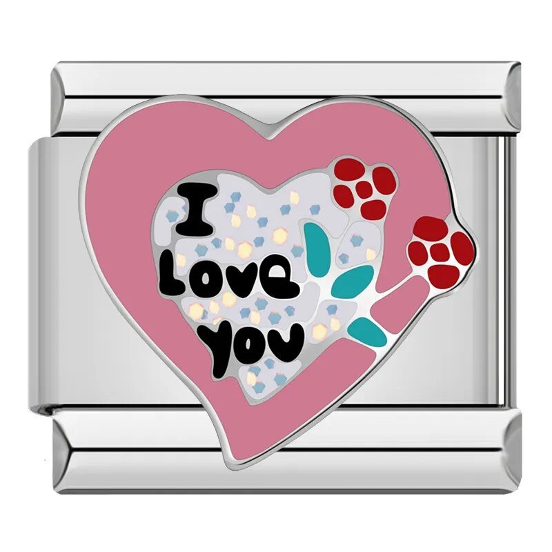 I Love You - Cacilia Sauer - Italian Charm Bracelet - custom jewelry - vintage jewelry - charms and pendants