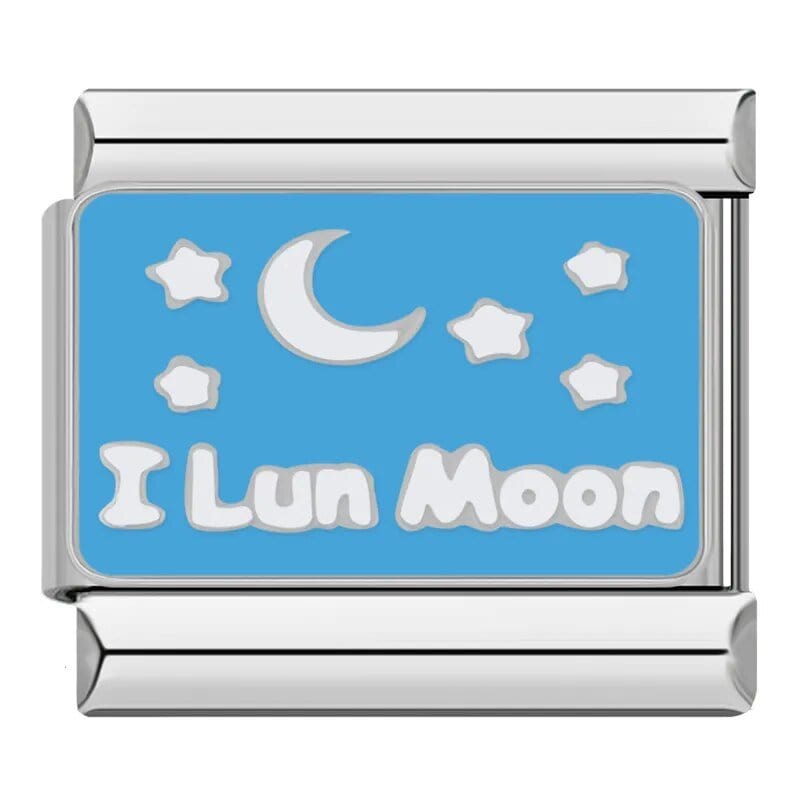 I luv Moon - Cacilia Sauer - Italian Charm Bracelet - custom jewelry - vintage jewelry - charms and pendants